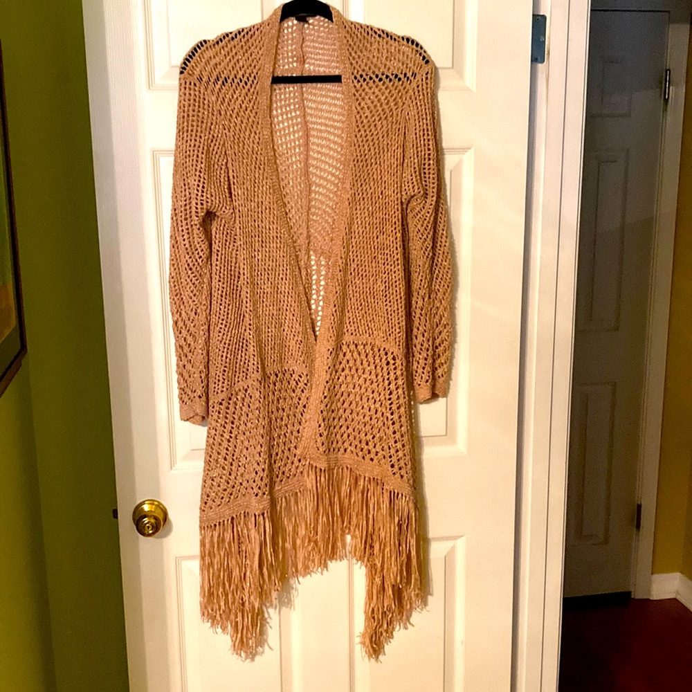 Tan crocheted sweater